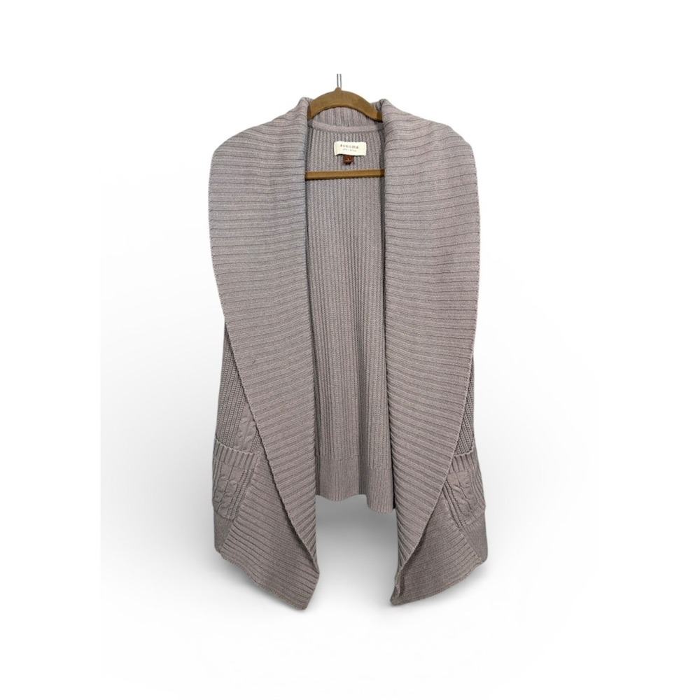 Sonoma Open  Front Knit Sleeveless Cardigan Vest Womens Large Gray Cottagecore